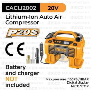 Cordless Mini Compressor DC INGCO CACLI2002 Pompa Angin Ban Truk P20S [UOL] UNIT ONLY