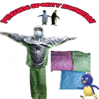 Jas Hujan Penguin's sporty Export Quality ORIGINAL Jaket Celana