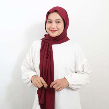Maribel - Hijab Pashmina Kaos Jersey Maroon
