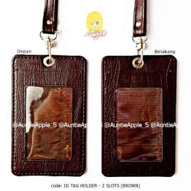 ID TAG HOLDER 2 KARTU/NAME TAG/ID CARD HOLDER LEATHER/TEMPAT ID CARD Coklat