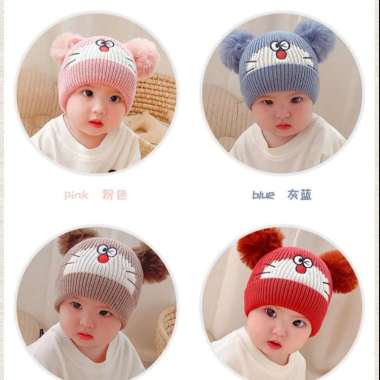 Topi bayi Doraemon anak Kuning