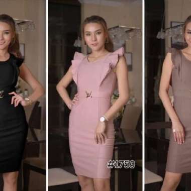 1753 Midi Dress/Dress Sexy/Dress Pesta/Dress Korea/Dress Scuba Dusty
