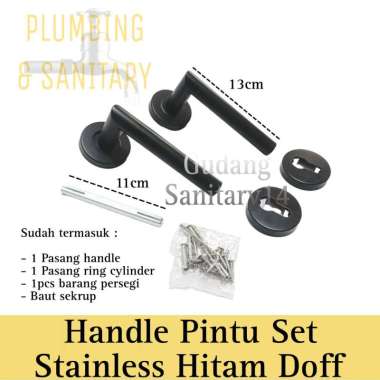 Handle pintu set stainless hitam doff gagang pintu matte black stainless set pegangan pintu stainles