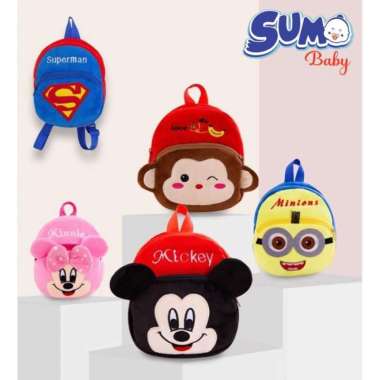 Tas Ransel Sekolah Anak Paud / TK / Bermain / Belajar Karakter Kartun Monyet