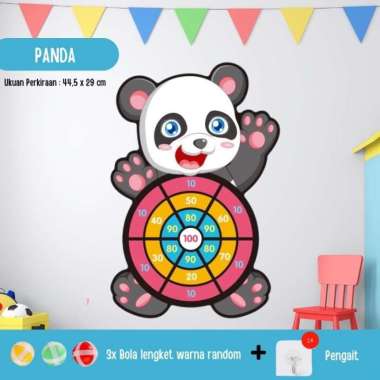 Mainan Anak Lempar Bola Tempel Papan Panah Dart Game Board Ball Kartun Panda