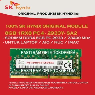 RAM SODIMM 8GB DDR4 PC 2933 / 23400 Mhz SK HYNIX 1RX8 FOR NB / LAPTOP Multivariasi Multicolor