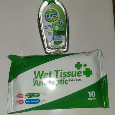 paket tisu antiseptic+ dettol handsanitizer 50 Ml
