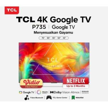 TCL 43P735 TV 43 inch Android google TV UHD 4K Garansi Resmi Palembang
