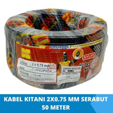Kabel Listrik Kitani 2x0.75 mm 50 Meter Serabut Hitam