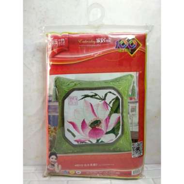 Paket Sulam Kristik TIMKEE 48010 Sarung Bantal Bunga Lotus Teratai