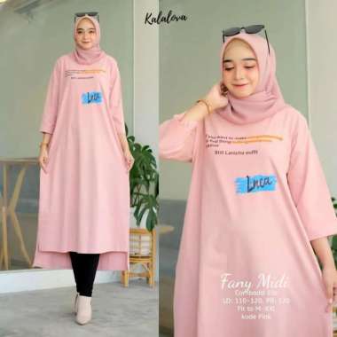FASHION BAJUTERBARU FANNY MIDI DRESS ( M L XL XXL ) GAMIS WANITA KEKINIAN BAHAN KAOS KATUN COMBED 24