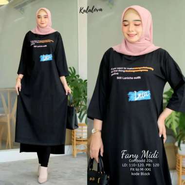 FASHION BAJUTERBARU FANNY MIDI DRESS ( M L XL XXL ) GAMIS WANITA KEKINIAN BAHAN KAOS KATUN COMBED 24