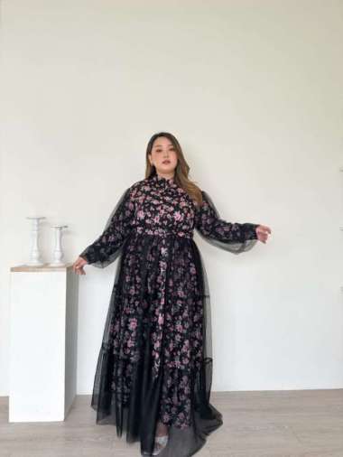 Maxi Dress Wanita Gamis Pesta Jumbo Baju Rayon Busui Kekinian Big Size Hitam