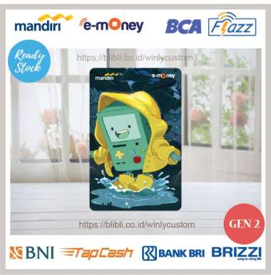 CUSTOM KARTU E-MONEY DESIGN ANIME ADVENTURE TIME BMO RAIN EMONEY FLAZZ BRIZZI TAPCASH E TOLL WINLYCU