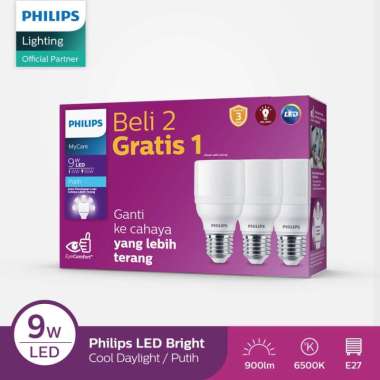 Philips Lampu Led Bright 9 Watt Paket Beli 2 Gratis 1 Putih 9w