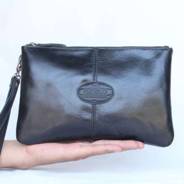TAS KULIT POUCH PRIA WANITA MALIKA / FREE GRAVIR NAMA HITAM