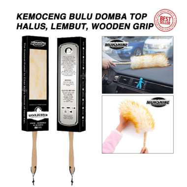 Morshine Kemoceng Bulu Domba Wool Halus Lembut Wooden Handle Kayu Top Large