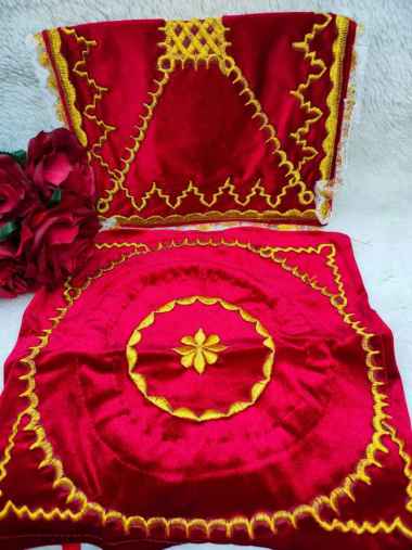 Kain Kacar Kucur Sultan Bordir KLASIK Elegan Velvet Merah