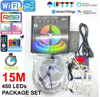 LED Strip 15 Meter RGB 5050 TRIPLEDI Lampu Hias Dekorasi Plafon Rumah 450LED 900LED Bluetooth Alexa