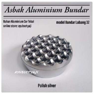 Asbak Hotel Bundar 04 Lubang 32 Aluminium cor antik asbak kafe kantor Polish Silver