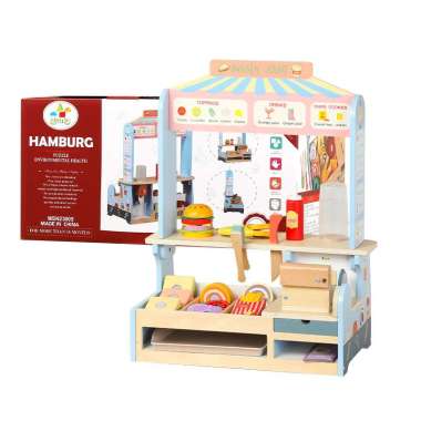 WOODEN TOY MINI SHOP Makanan Cepat Saji-burger telur gulung-mainan kayu - Pretend Play