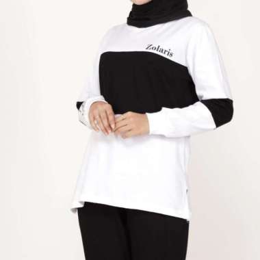 Layla Set By Zolaris - Setelan Baju Olahraga Wanita - One Set Muslimah XXL Hitam Putih