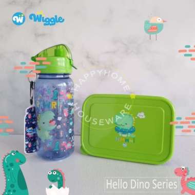 WIGGLE Paket School Set Kids Hello Dino | Tempat Bekal & Botol Minum