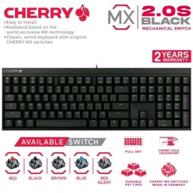 CHERRY MX 2.0S NBL Mechanical Gaming Keyboard MX2.0S NBL Red Silent