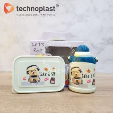 WIGGLE Paket Gift Value Set SCHOOL Hello Dino Lunch Box & Botol 625ml Bear Hijau