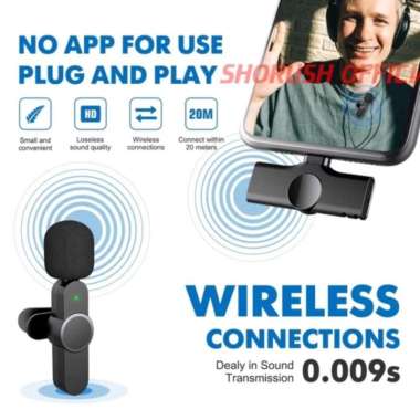 Wireless mic Shrush MI-1 microphone clip on Vlog Yotube Android Iphone Type C Single