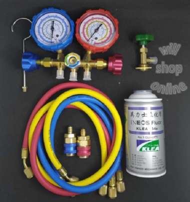 PAKET ALAT PENGISIAN PREON AC MOBIL KOMPLIT MANIFOLD DOUBLE