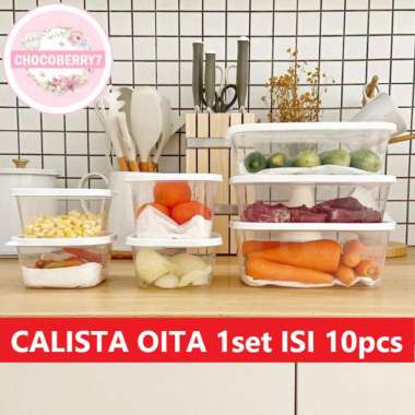 Calista Oita Toples Set isi 10 Container Kulkas Wadah Makanan PINK