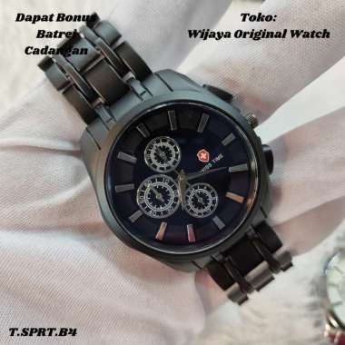SWISS TIME - JAM TANGAN PRIA SWISS TIME MEWAH - BAHAN TALI RANTE STANLESS STEEL - CRONO OFF VARIASI