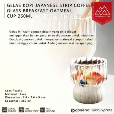 GELAS KOPI JAPANESE STRIP COFFEE GLASS BREAKFAST OATMEAL CUP 260ML