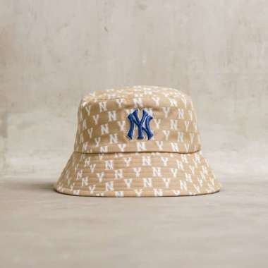Topi MLB NY MONOGRAM NAVY BEIGE 2 BUCKET HAT 100% ORIGINAL 57
