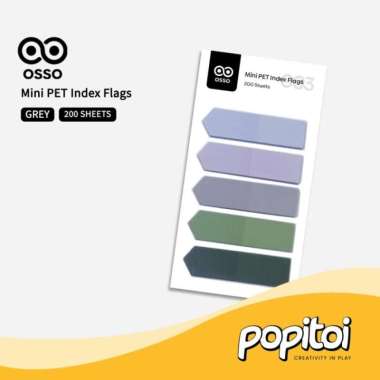 OSSO Mini PET Index Flag (200 pcs) Transparent Note Memo Pembatas GREY