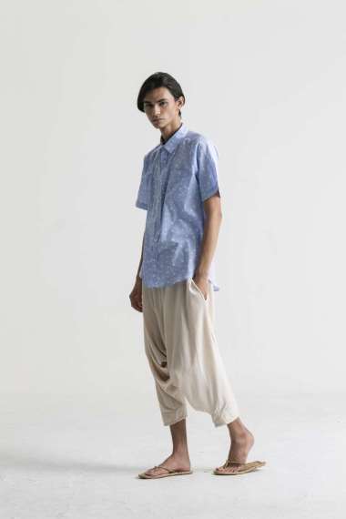 Sejauh Mata Memandang Kemeja L.Pendek Lapis Onde Biru Muda XL