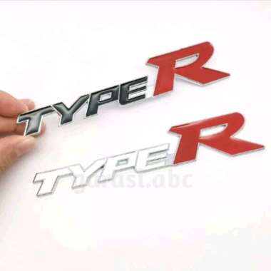 Emblem Badge Body TYPE R Timbul 3D Sticker Stiker Tulisan Logo Bodi Fender Krom Chrome Hitam Black 3