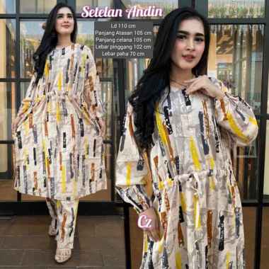 Marbela Set - One Set Wanita Long Tunik Rayon Premium Setelan Wanita Kekinian Polos Lengan Panjang L
