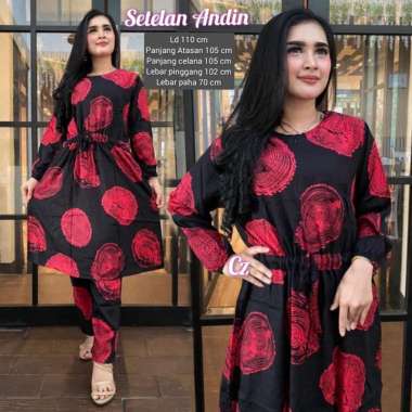 Marbela Set - One Set Wanita Long Tunik Rayon Premium Setelan Wanita Kekinian Polos Lengan Panjang L
