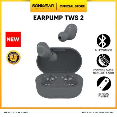 Earphone Bluetooth SonicGear TWS 2 Wireless Headset Bluetooth Earbuds with Portable Charging Case GR