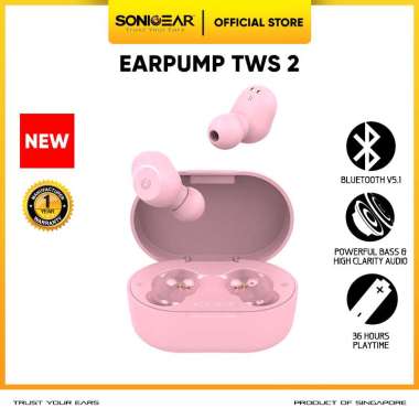 Earphone Bluetooth SonicGear TWS 2 Wireless Headset Bluetooth Earbuds with Portable Charging Case PE