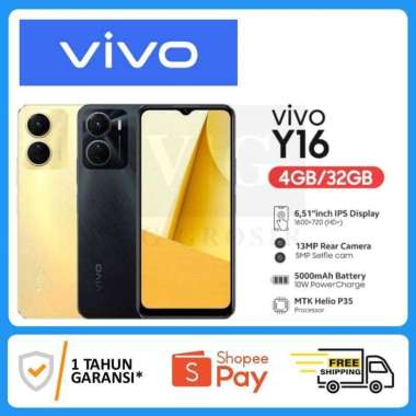 Vivo Y16 Ram 4 Rom 32GB Hitam