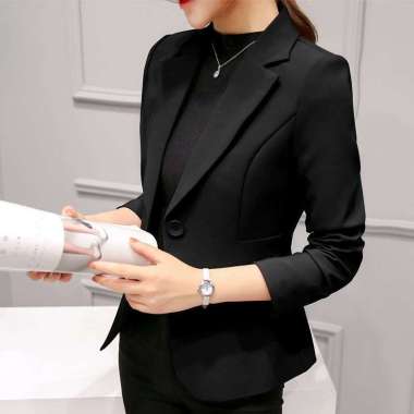 Jas Blazer Wanita Kancing Satu Formal Kantoran XXL Hitam