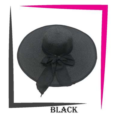 Topi Panama Sombrero Hat Pantai Wanita Lebar Import Hitam