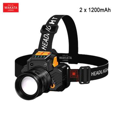 Senter Lampu Kepala Super Terang Headlamp Led Rechargeable Zoom 2400mAh
