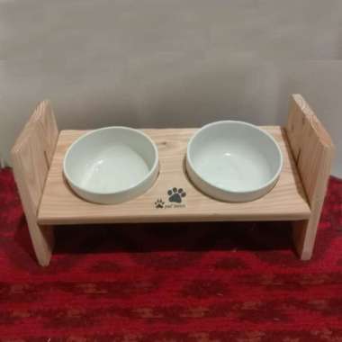pet bowl keramik - stainless tempat makan kucing anabul tinggi diatur Multicolor