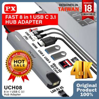 USB Hub Type C 3.1 to USB Converter Macbook Laptop 8 in 1 PX UCH08