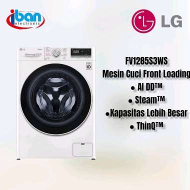 LG FV1285S3WS MESIN CUCI FRONT LOADING 8.5 KG AI DD SMART INVERTER FV1285 S3WS