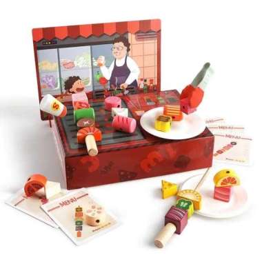 top bright bbq set/mainan bbq/wooden toys/mainan edukasi anak Multicolor